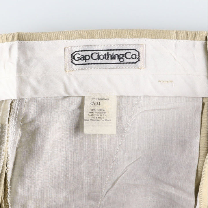 80'S GAP Old Gap Cotton Slacks Pants, Made in USA, Men's W32 (approx.), Vintage cotton Beige type Vintage Second Hand