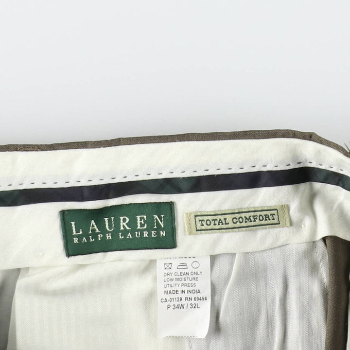 Ralph Lauren TOTAL COMFORT two-pleat wool trousers, men's size W35 (approx.) wool walnut Vintage Second Hand
