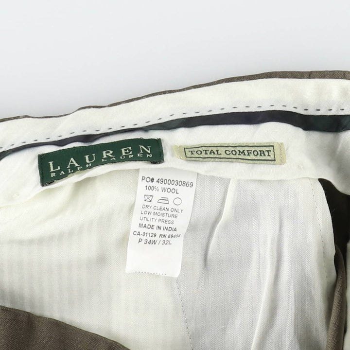 Ralph Lauren TOTAL COMFORT two-pleat wool trousers, men's size W35 (approx.) wool walnut Vintage Second Hand