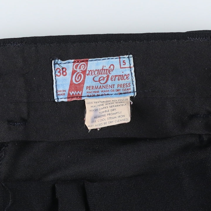 1980'S Executive Service Flare Pants, Made in USA, Men's W35 (approx.), Vintage polyester black type Vintage Second Hand