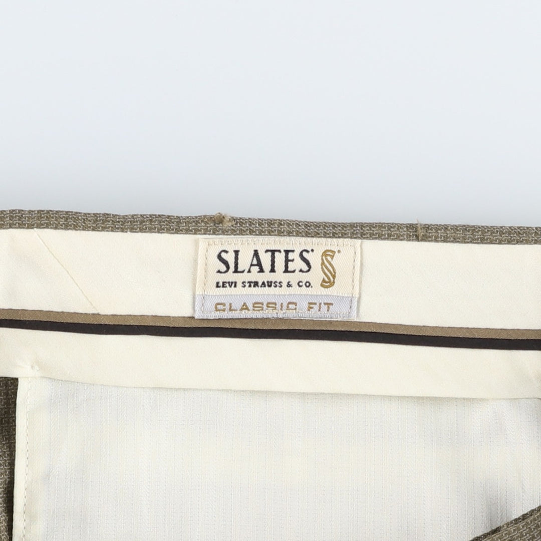 90'S Levi's SLATES CLASSIC FIT two-pleat slacks, made in the USA, men's, size W34, vintage polyester beige type brown Vintage Second Hand