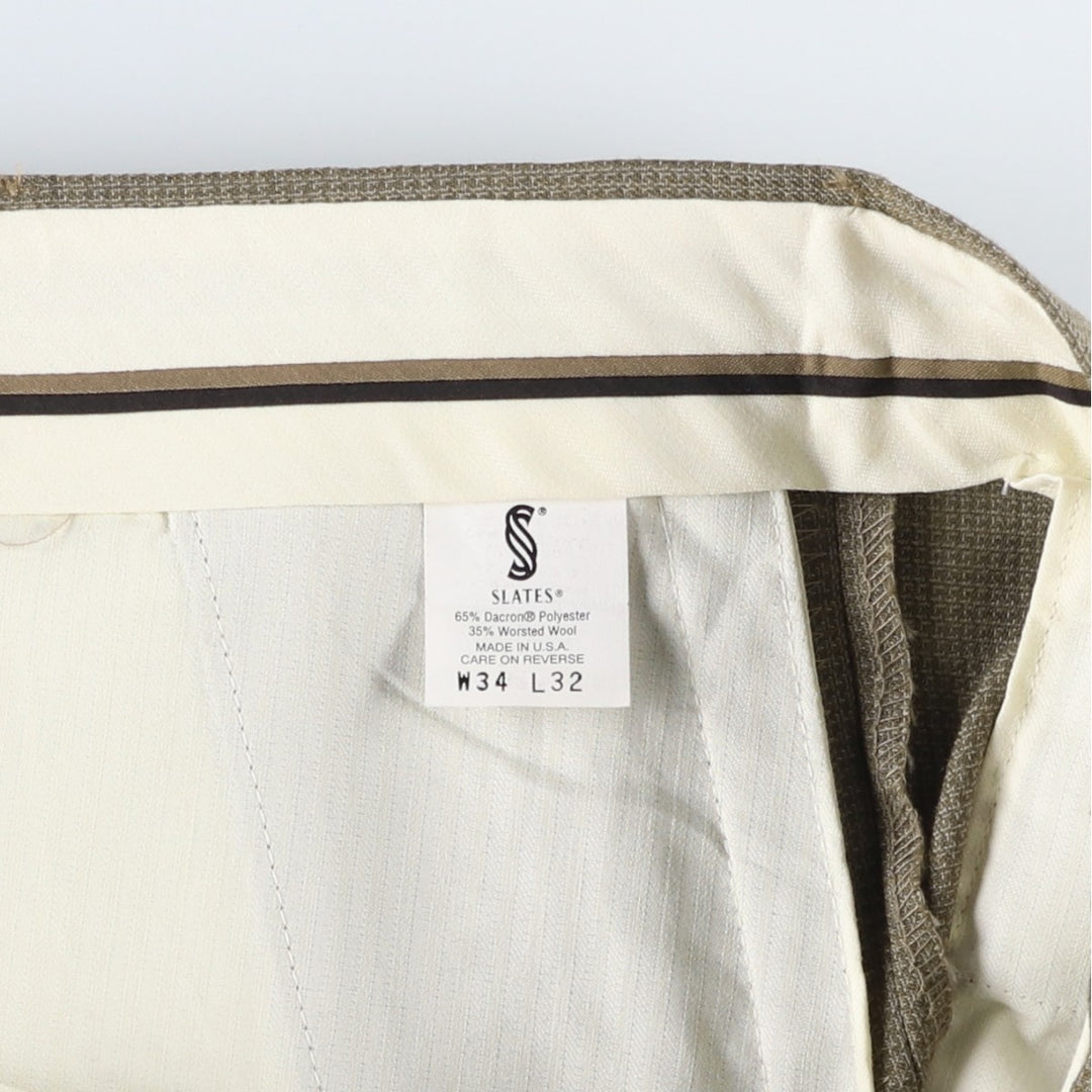 90'S Levi's SLATES CLASSIC FIT two-pleat slacks, made in the USA, men's, size W34, vintage polyester beige type brown Vintage Second Hand