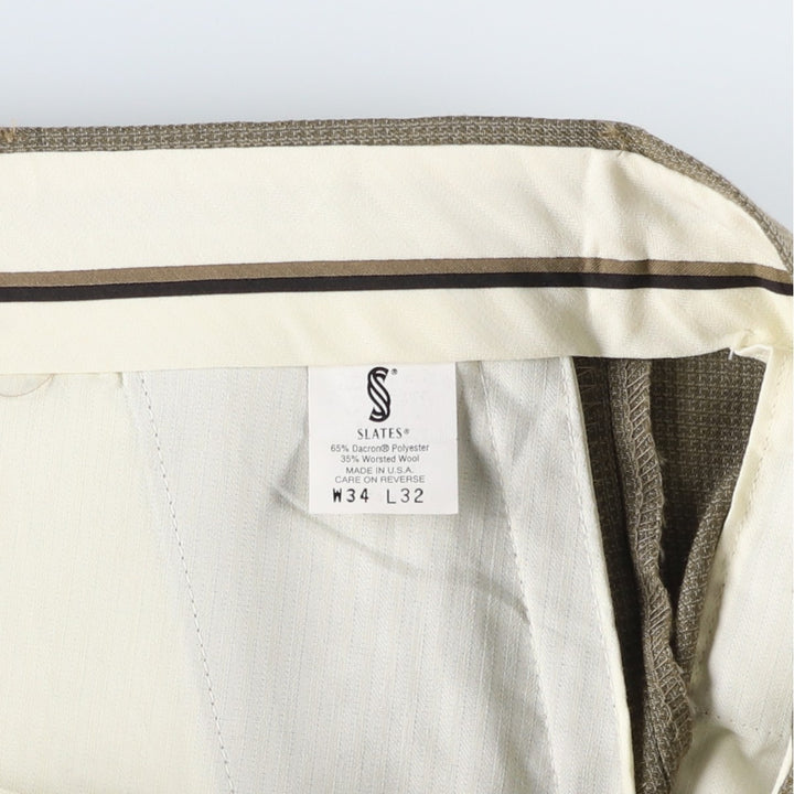 90'S Levi's SLATES CLASSIC FIT two-pleat slacks, made in the USA, men's, size W34, vintage polyester beige type brown Vintage Second Hand