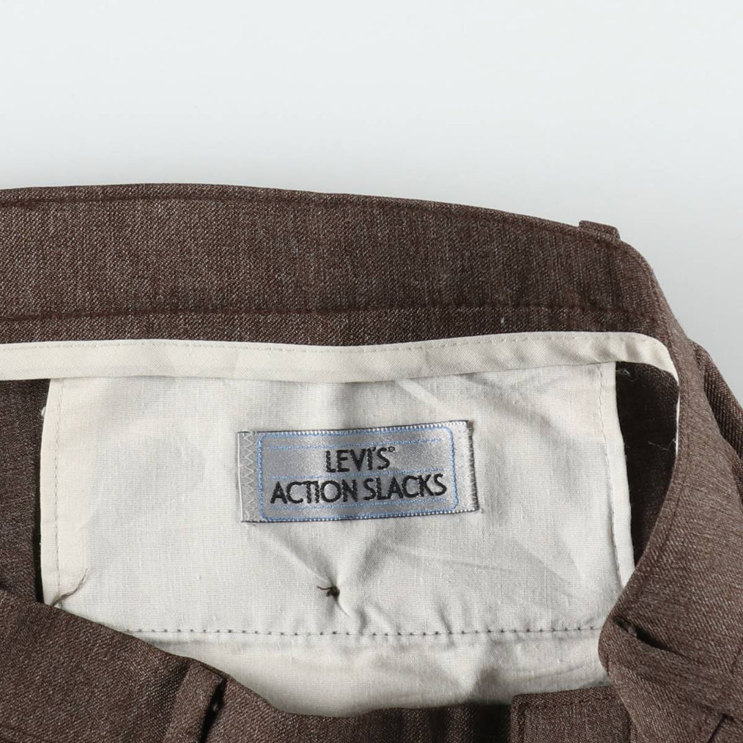 90'S Levi's Action Slacks, Made in USA, Men's, Size 35, Vintage polyester brown type Vintage Second Hand