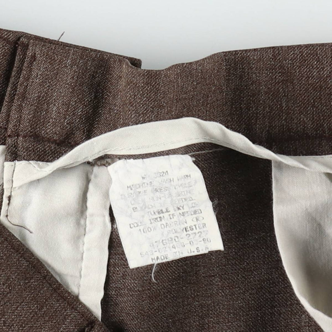 90'S Levi's Action Slacks, Made in USA, Men's, Size 35, Vintage polyester brown type Vintage Second Hand