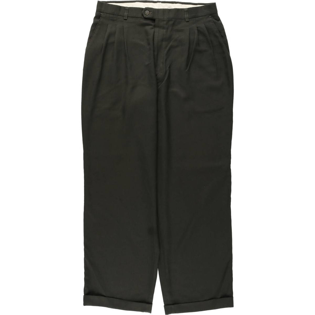 Haggar Three-Pleat Slacks Pants, Made in USA, Men's Size W33 (approx.) polyester Charcoal Vintage Second Hand