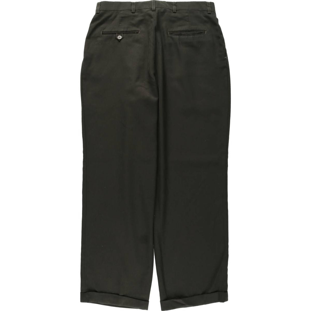 Haggar Three-Pleat Slacks Pants, Made in USA, Men's Size W33 (approx.) polyester Charcoal Vintage Second Hand