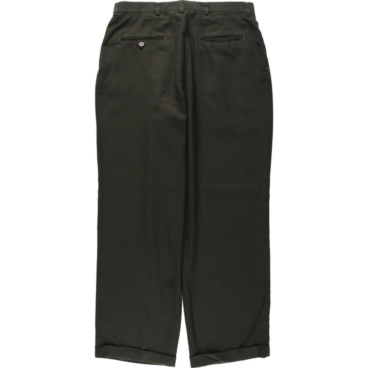 Haggar Three-Pleat Slacks Pants, Made in USA, Men's Size W33 (approx.) polyester Charcoal Vintage Second Hand