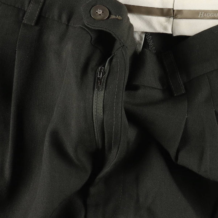 Haggar Three-Pleat Slacks Pants, Made in USA, Men's Size W33 (approx.) polyester Charcoal Vintage Second Hand