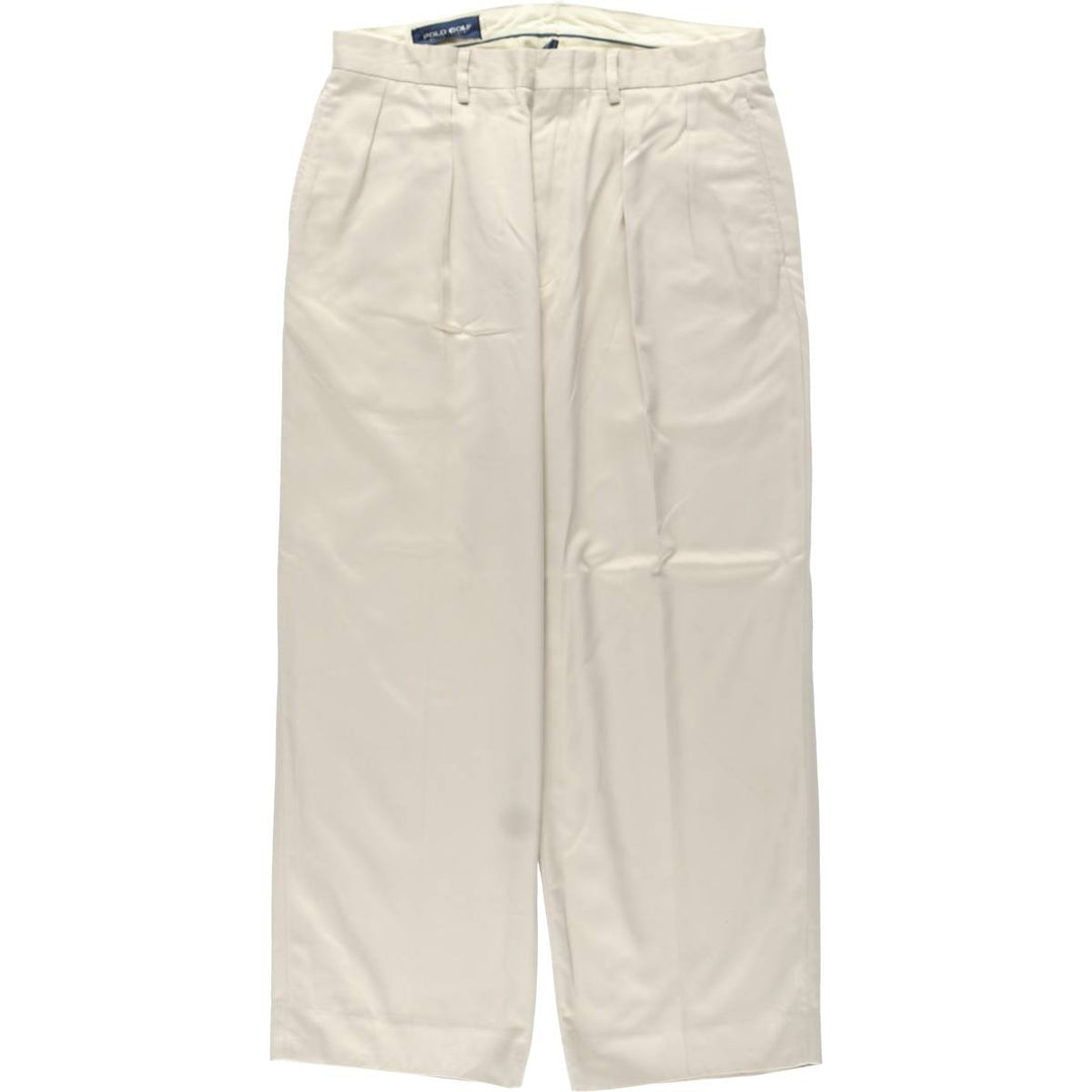 Ralph Lauren POLO GOLF two-pleat slacks, men's size W33 polyester Beige type Vintage Second Hand