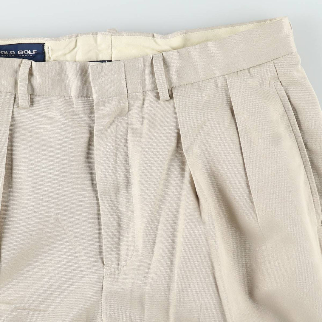 Ralph Lauren POLO GOLF two-pleat slacks, men's size W33 polyester Beige type Vintage Second Hand