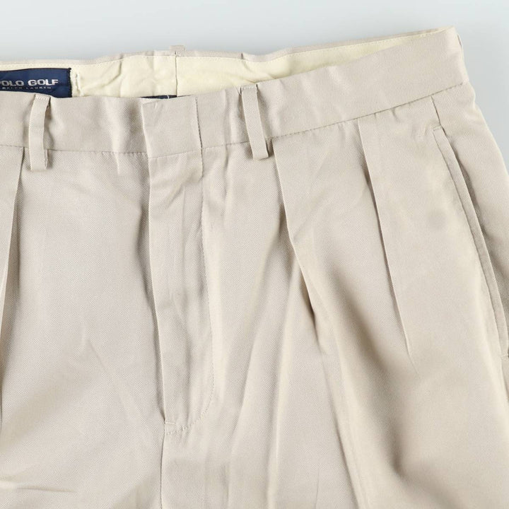 Ralph Lauren POLO GOLF two-pleat slacks, men's size W33 polyester Beige type Vintage Second Hand