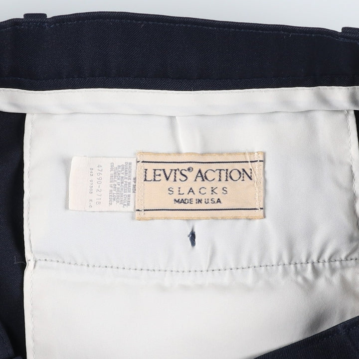 Vintage 1980'S Levi's Action Slacks, Made in USA, Men's, Size W35 unclear navy blue type Vintage Second Hand