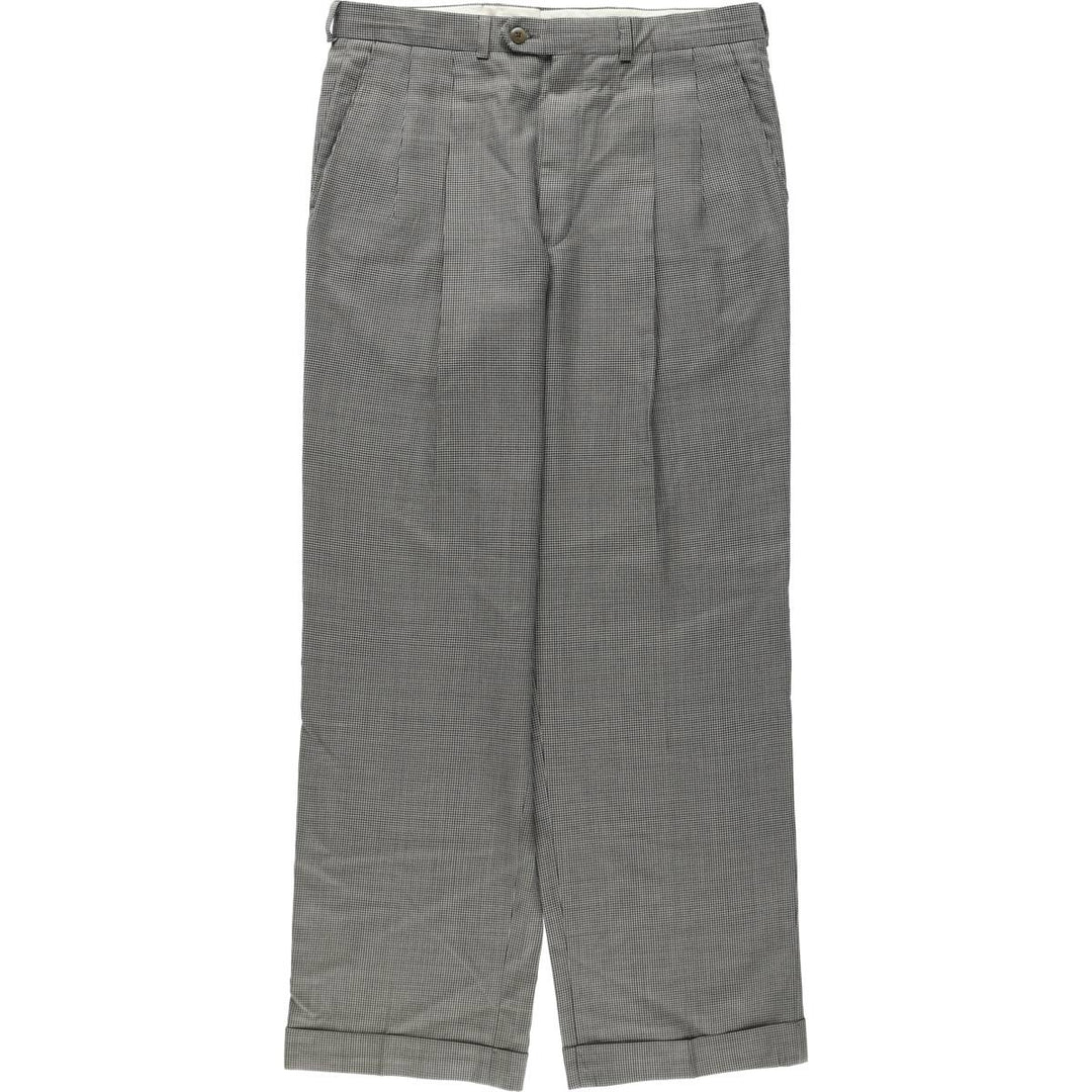 Ralph Lauren POLO UNIVERSITY houndstooth pattern two-pleat slacks pants, men's size W33 (approx.) unclear Beige type Vintage Second Hand