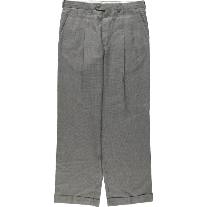 Ralph Lauren POLO UNIVERSITY houndstooth pattern two-pleat slacks pants, men's size W33 (approx.) unclear Beige type Vintage Second Hand