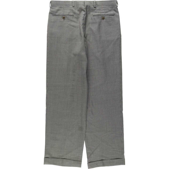 Ralph Lauren POLO UNIVERSITY houndstooth pattern two-pleat slacks pants, men's size W33 (approx.) unclear Beige type Vintage Second Hand