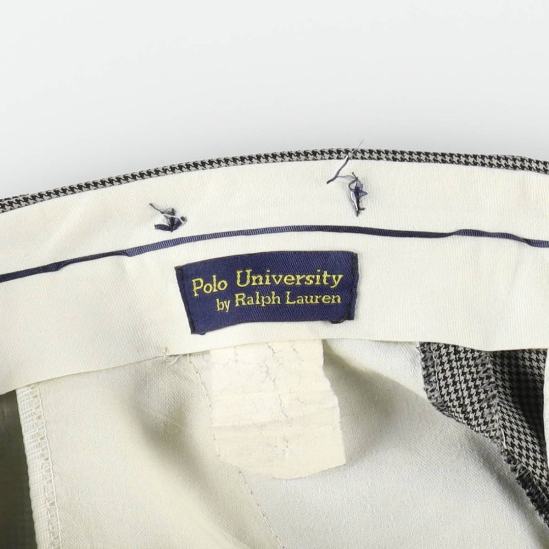 Ralph Lauren POLO UNIVERSITY houndstooth pattern two-pleat slacks pants, men's size W33 (approx.) unclear Beige type Vintage Second Hand