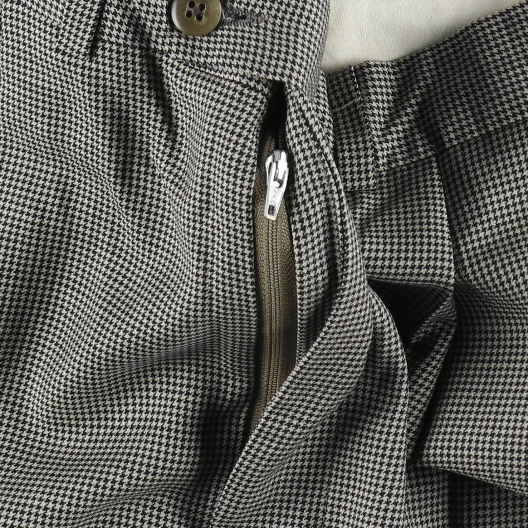 Ralph Lauren POLO UNIVERSITY houndstooth pattern two-pleat slacks pants, men's size W33 (approx.) unclear Beige type Vintage Second Hand