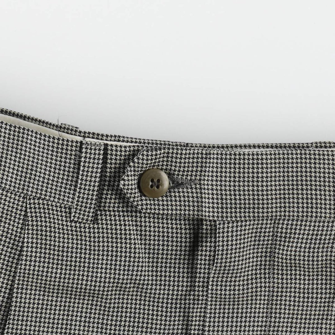 Ralph Lauren POLO UNIVERSITY houndstooth pattern two-pleat slacks pants, men's size W33 (approx.) unclear Beige type Vintage Second Hand