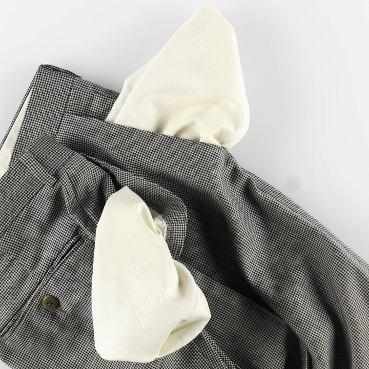 Ralph Lauren POLO UNIVERSITY houndstooth pattern two-pleat slacks pants, men's size W33 (approx.) unclear Beige type Vintage Second Hand