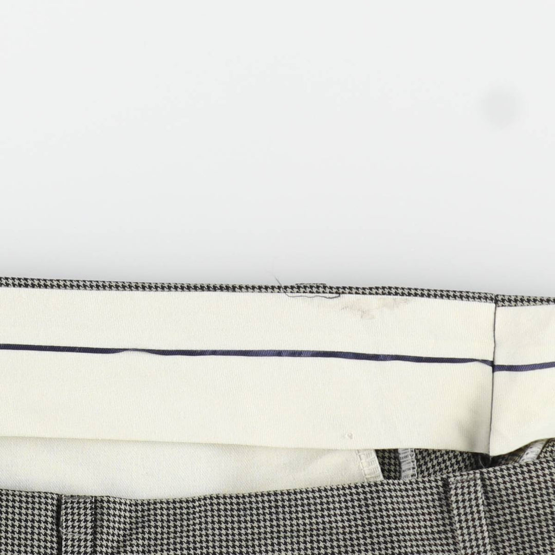 Ralph Lauren POLO UNIVERSITY houndstooth pattern two-pleat slacks pants, men's size W33 (approx.) unclear Beige type Vintage Second Hand