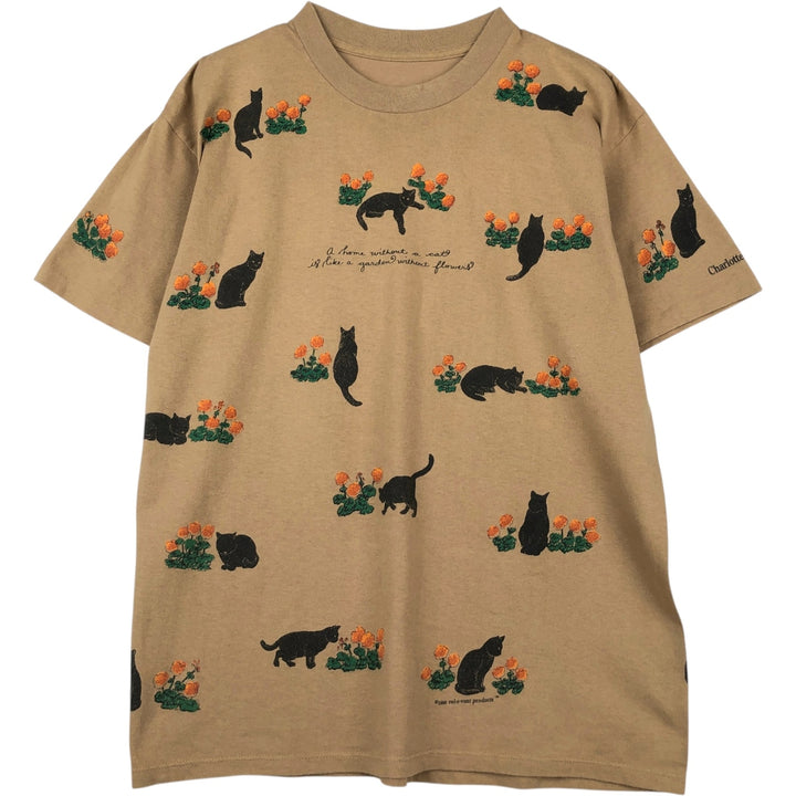 90'S Animal Pattern Cat Pattern Animal T-Shirt Men's Size L (Equivalent) Vintage unclear oro legacy Vintage Second Hand