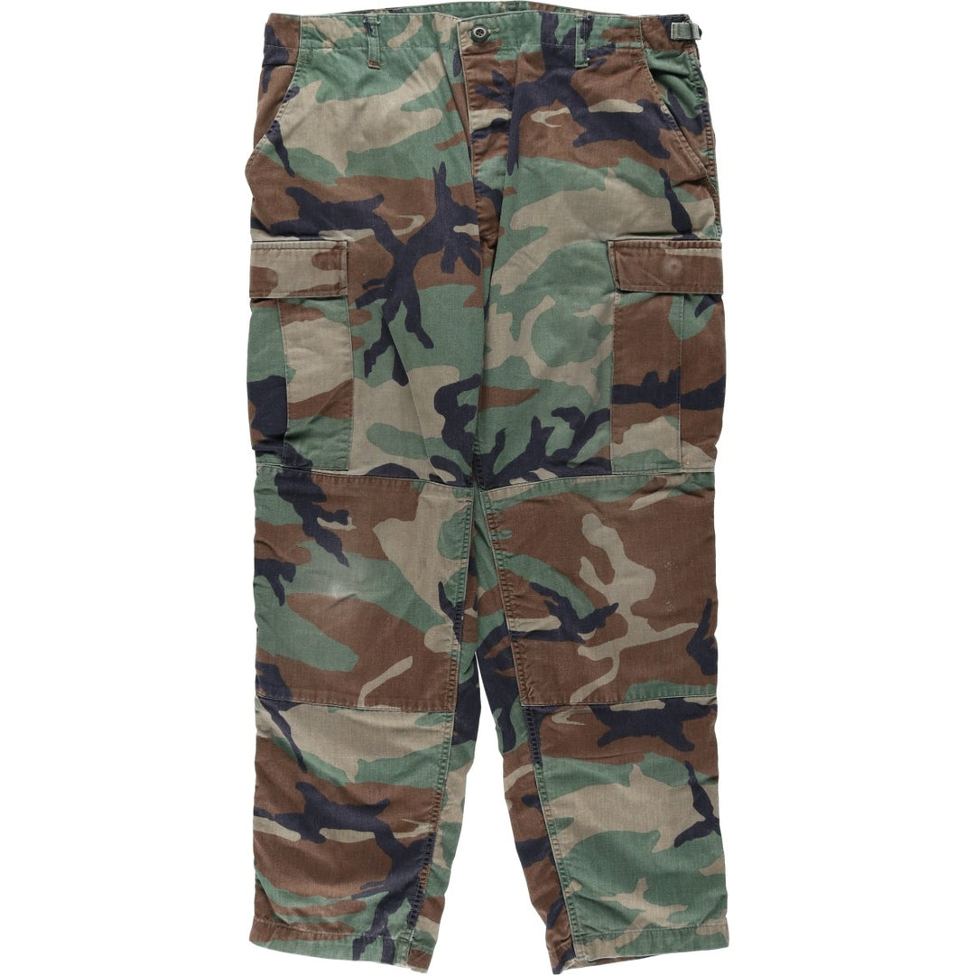 US Military Camouflage Pattern Woodland Camo Military Cargo Pants Combat Pants Large-Regular Men's W37 Equivalent cotton Khaki type Vintage Second Hand