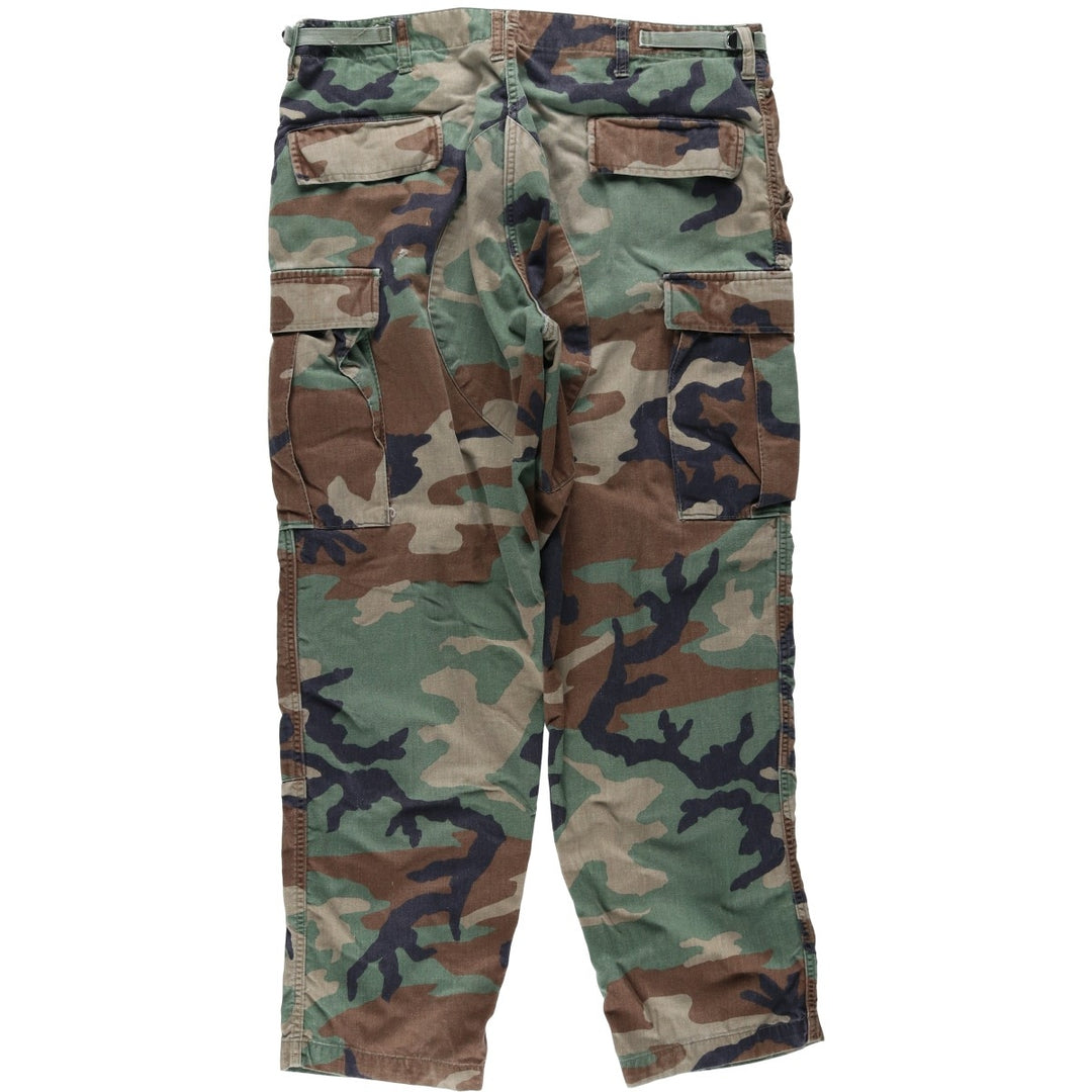 US Military Camouflage Pattern Woodland Camo Military Cargo Pants Combat Pants Large-Regular Men's W37 Equivalent cotton Khaki type Vintage Second Hand