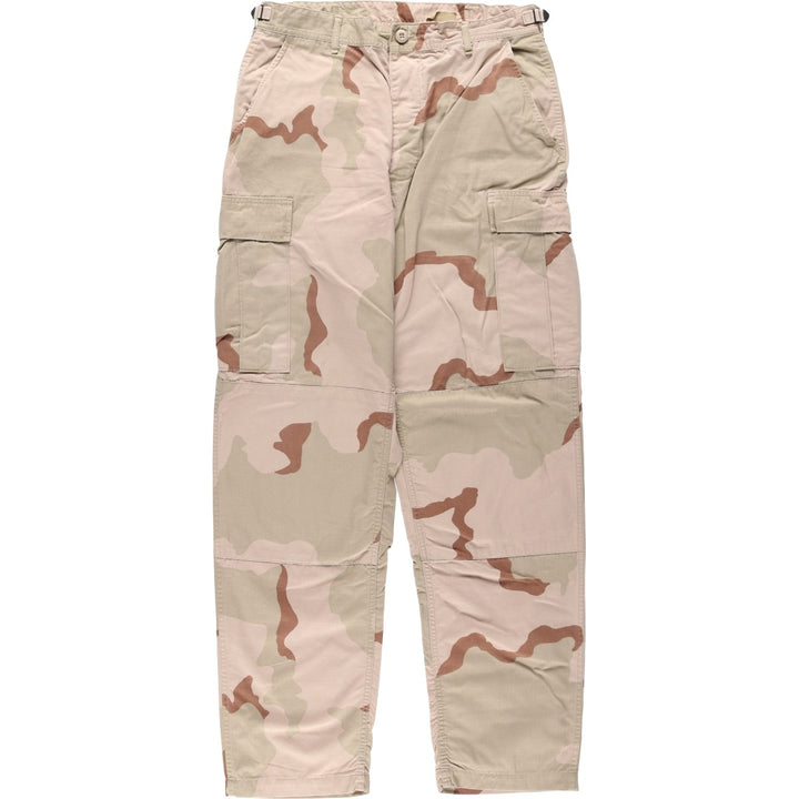 2000'S US Military Issue Camouflage Pattern 3C Desert Camo Ripstop Military Cargo Pants Combat Pants Made in USA MEDIUM-LONG Nylon Beige type Vintage Second Hand