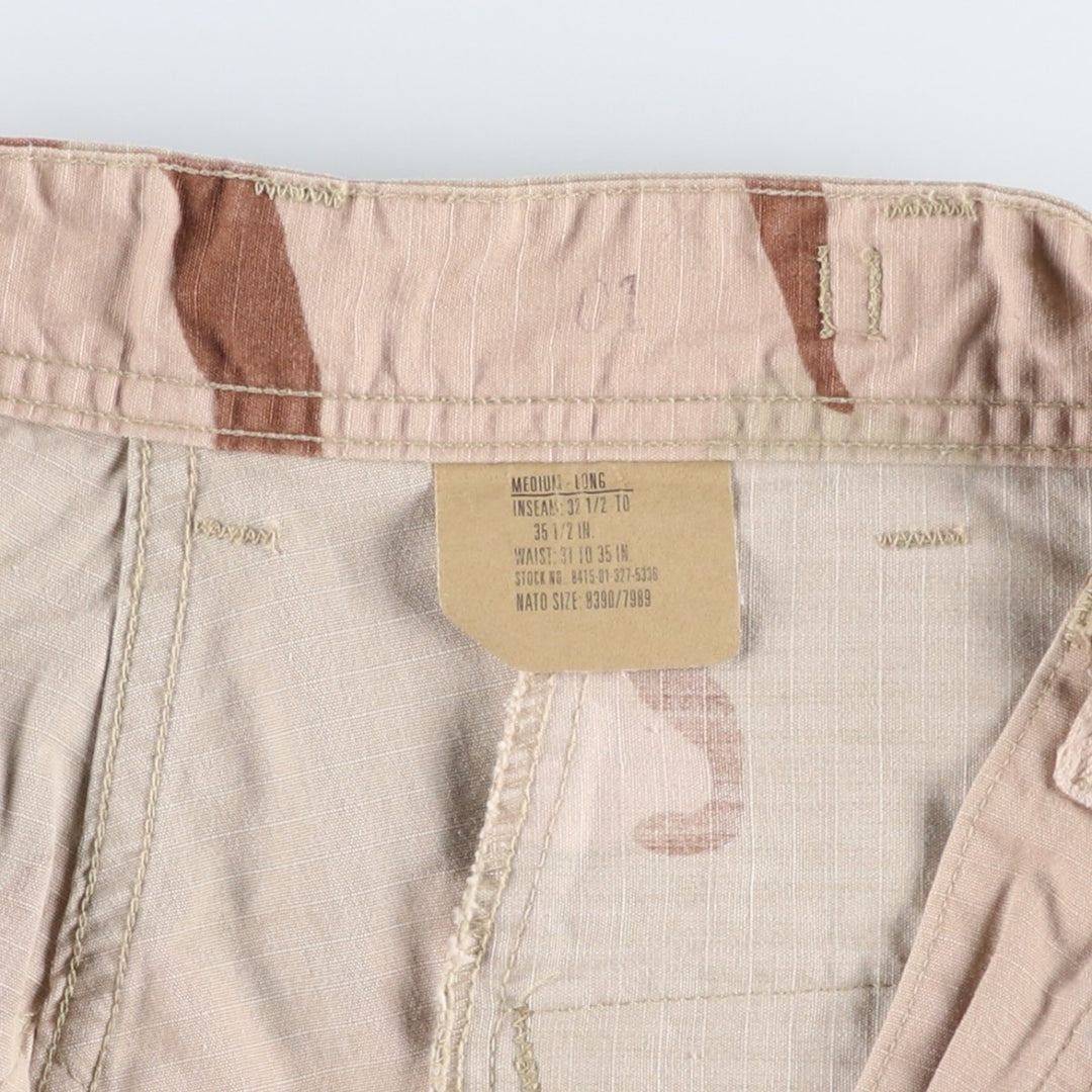 2000'S US Military Issue Camouflage Pattern 3C Desert Camo Ripstop Military Cargo Pants Combat Pants Made in USA MEDIUM-LONG Nylon Beige type Vintage Second Hand