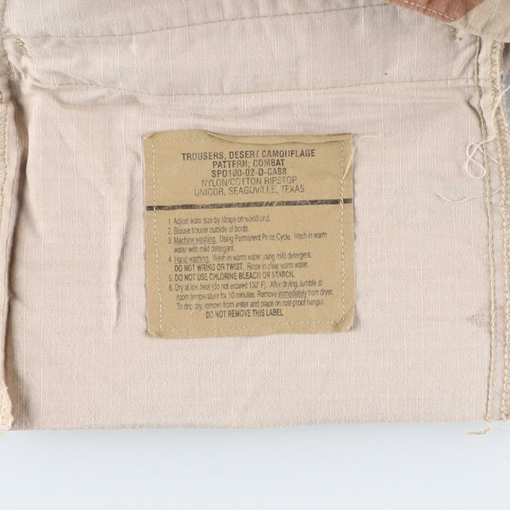 2000'S US Military Issue Camouflage Pattern 3C Desert Camo Ripstop Military Cargo Pants Combat Pants Made in USA MEDIUM-LONG Nylon Beige type Vintage Second Hand