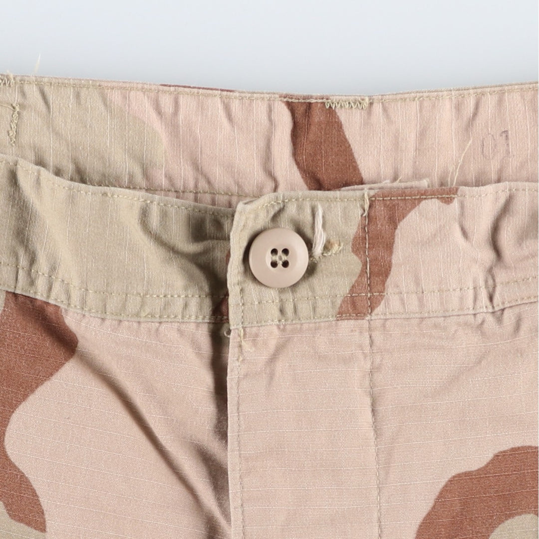 2000'S US Military Issue Camouflage Pattern 3C Desert Camo Ripstop Military Cargo Pants Combat Pants Made in USA MEDIUM-LONG Nylon Beige type Vintage Second Hand