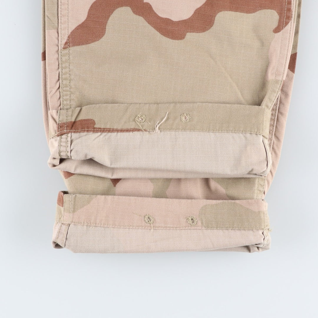 2000'S US Military Issue Camouflage Pattern 3C Desert Camo Ripstop Military Cargo Pants Combat Pants Made in USA MEDIUM-LONG Nylon Beige type Vintage Second Hand
