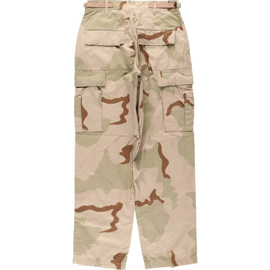 1990'S US Military Issue Camouflage Pattern 3C Desert Camo Ripstop Military Cargo Pants Combat Pants Made in USA Small-Short Nylon Beige type Vintage Second Hand