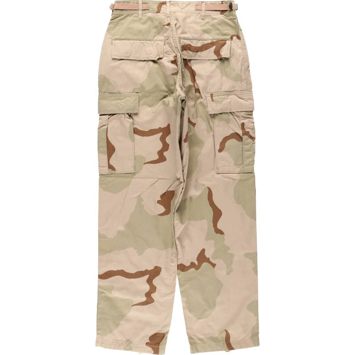 1990'S US Military Issue Camouflage Pattern 3C Desert Camo Ripstop Military Cargo Pants Combat Pants Made in USA Small-Short Nylon Beige type Vintage Second Hand