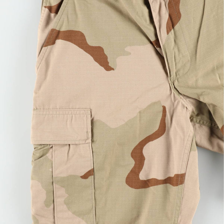1990'S US Military Issue Camouflage Pattern 3C Desert Camo Ripstop Military Cargo Pants Combat Pants Made in USA Small-Short Nylon Beige type Vintage Second Hand