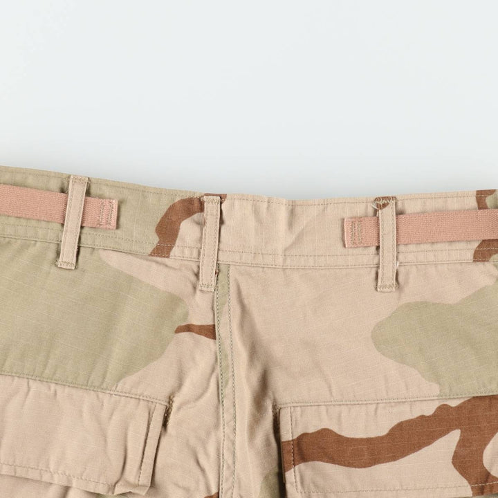 1990'S US Military Issue Camouflage Pattern 3C Desert Camo Ripstop Military Cargo Pants Combat Pants Made in USA Small-Short Nylon Beige type Vintage Second Hand