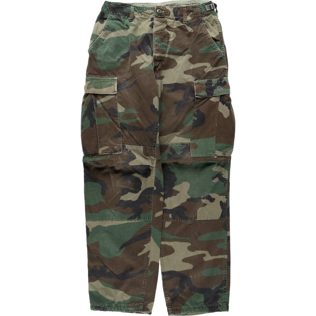 1990'S US Military Issue Woodland Camo Ripstop Military Cargo Pants Combat Pants Made in USA Small-Regular cotton Khaki type Vintage Second Hand