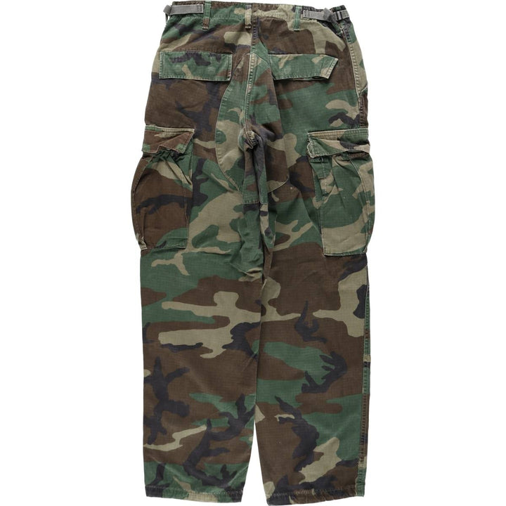 1990'S US Military Issue Woodland Camo Ripstop Military Cargo Pants Combat Pants Made in USA Small-Regular cotton Khaki type Vintage Second Hand