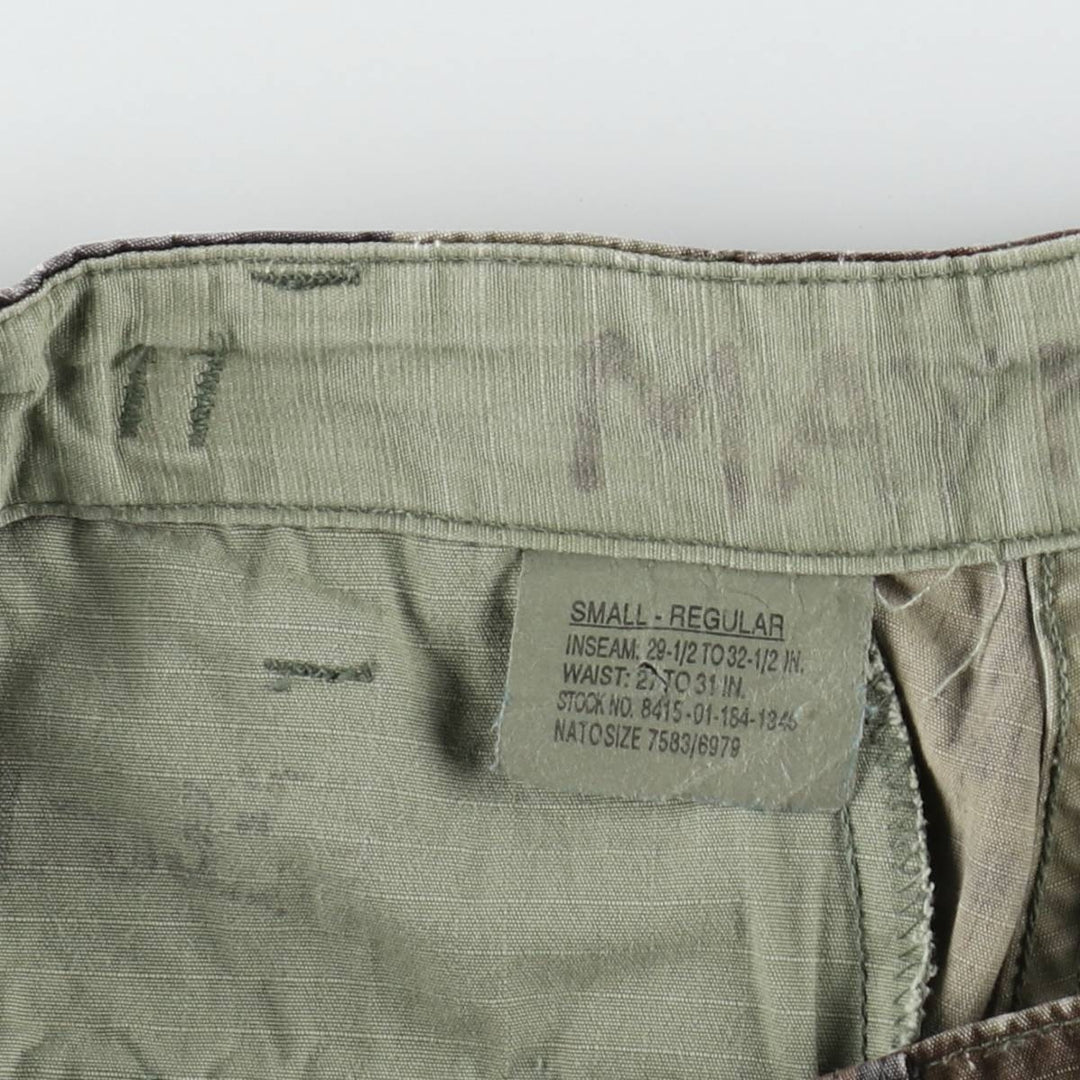 1990'S US Military Issue Woodland Camo Ripstop Military Cargo Pants Combat Pants Made in USA Small-Regular cotton Khaki type Vintage Second Hand