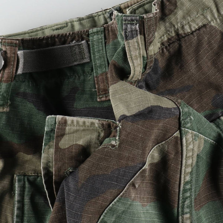 1990'S US Military Issue Woodland Camo Ripstop Military Cargo Pants Combat Pants Made in USA Small-Regular cotton Khaki type Vintage Second Hand