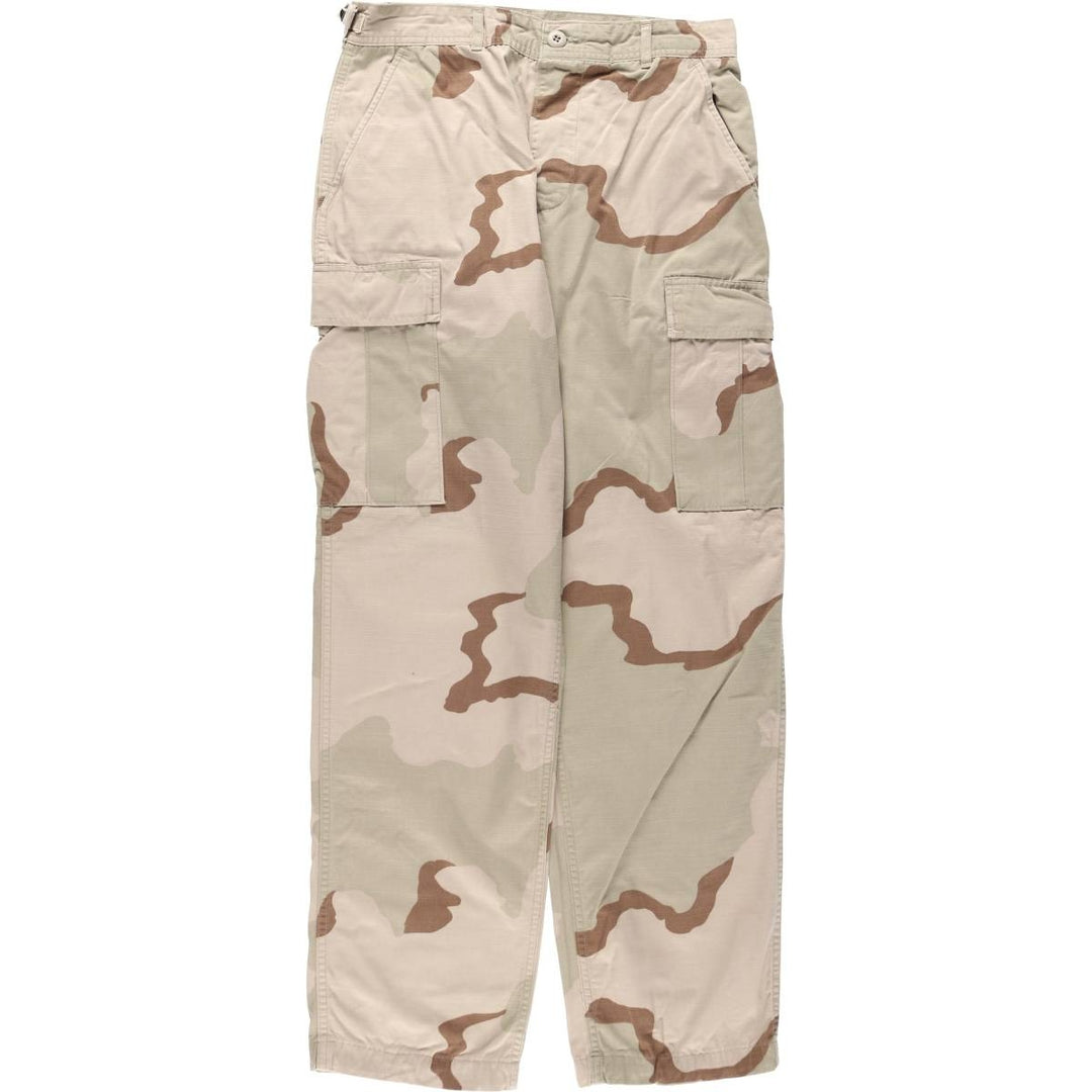 1990'S US Military Issue Camouflage Pattern 3C Desert Camo Ripstop Military Cargo Pants Combat Pants Made in USA Small-Regular Nylon Beige type Vintage Second Hand