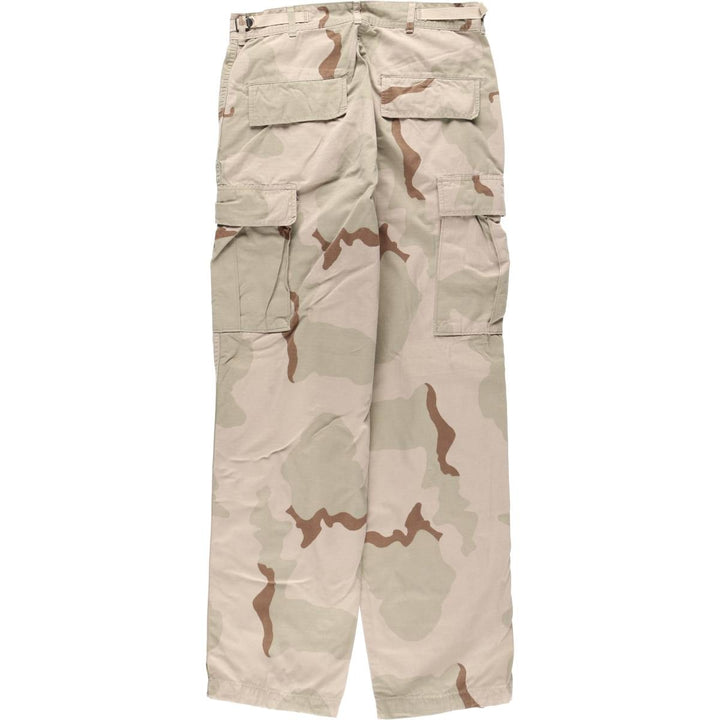 1990'S US Military Issue Camouflage Pattern 3C Desert Camo Ripstop Military Cargo Pants Combat Pants Made in USA Small-Regular Nylon Beige type Vintage Second Hand