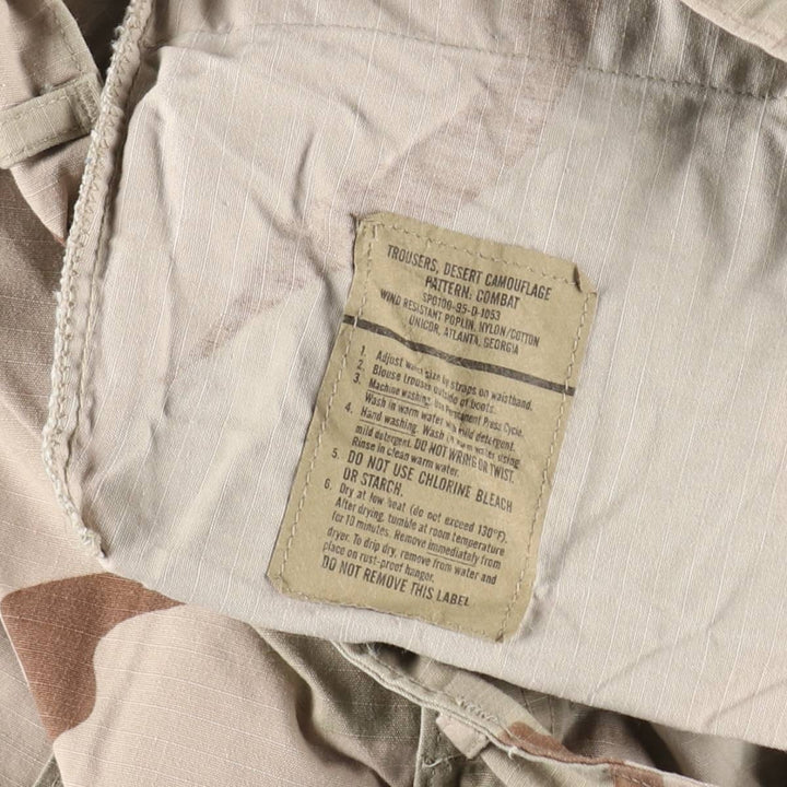 1990'S US Military Issue Camouflage Pattern 3C Desert Camo Ripstop Military Cargo Pants Combat Pants Made in USA Small-Regular Nylon Beige type Vintage Second Hand