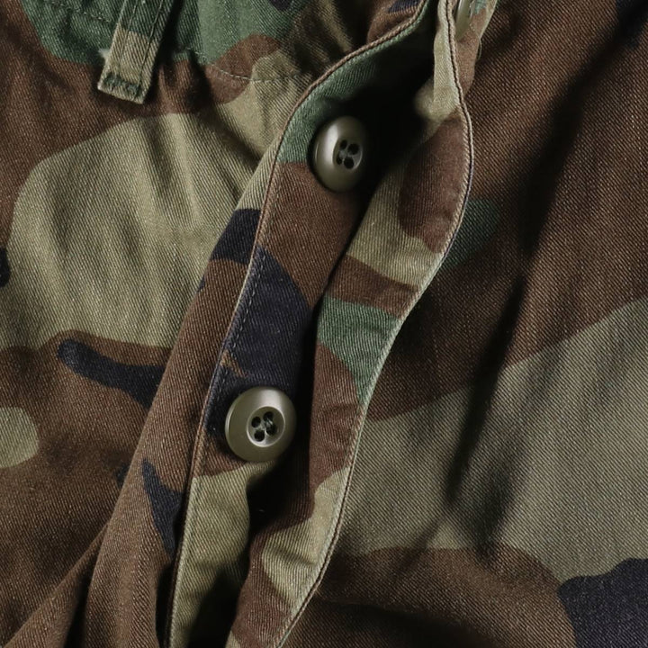 1990'S US Military Issue Camouflage Pattern Woodland Camo Military Cargo Pants Combat Pants Made in USA MEDIUM-LONG Men's W34 equivalent Nylon Khaki type Vintage Second Hand