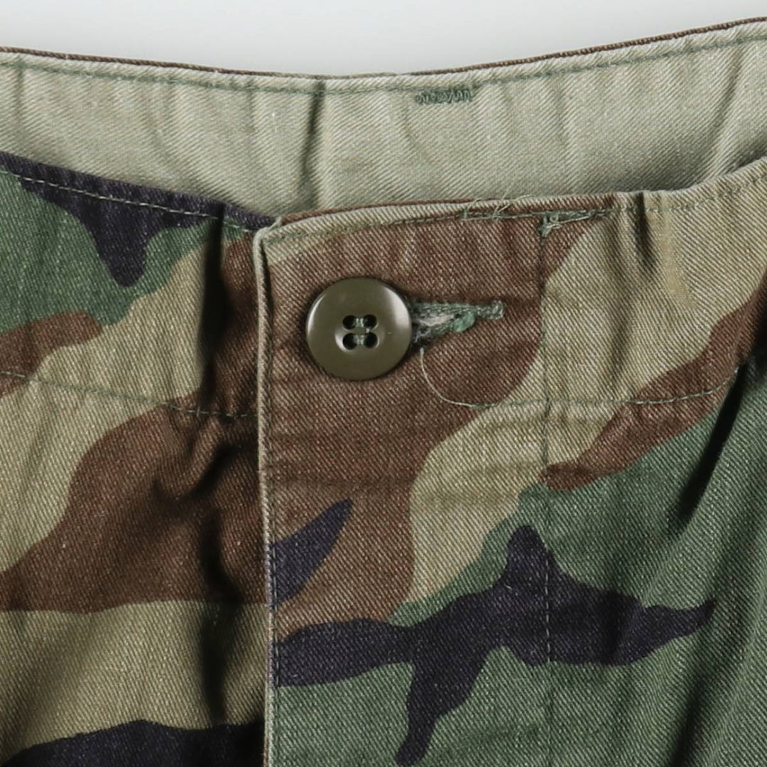 1990'S US Military Issue Camouflage Pattern Woodland Camo Military Cargo Pants Combat Pants Made in USA MEDIUM-LONG Men's W34 equivalent Nylon Khaki type Vintage Second Hand