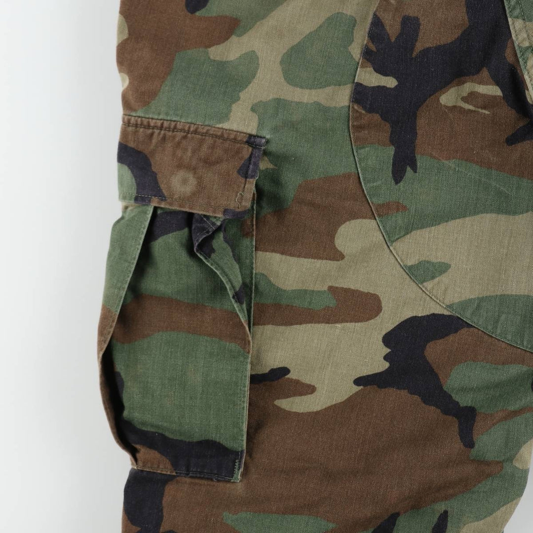 1990'S US Military Issue Camouflage Pattern Woodland Camo Military Cargo Pants Combat Pants Made in USA MEDIUM-LONG Men's W34 equivalent Nylon Khaki type Vintage Second Hand