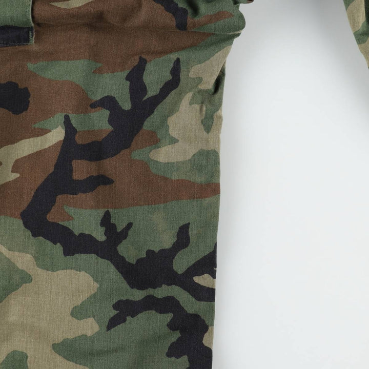 1990'S US Military Issue Camouflage Pattern Woodland Camo Military Cargo Pants Combat Pants Made in USA MEDIUM-LONG Men's W34 equivalent Nylon Khaki type Vintage Second Hand