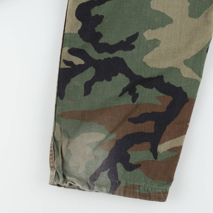 1990'S US Military Issue Camouflage Pattern Woodland Camo Military Cargo Pants Combat Pants Made in USA MEDIUM-LONG Men's W34 equivalent Nylon Khaki type Vintage Second Hand