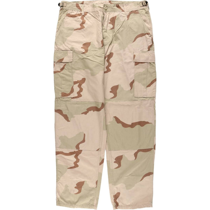 2000'S US Military Issue Camouflage Pattern 3C Desert Camo Ripstop Military Cargo Pants Combat Pants Made in USA Large Regular Nylon Beige type Vintage Second Hand
